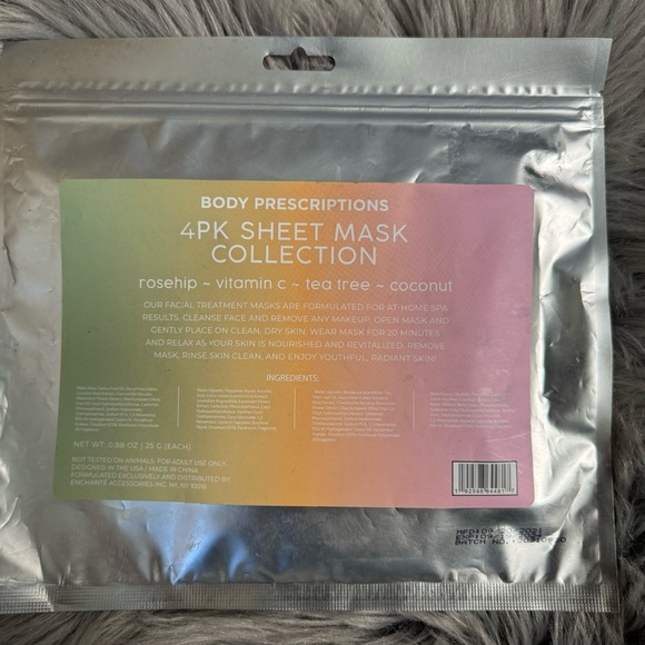 Body Prescriptions 4 Pk Sheet Mask Collection Rosehip Vitamin C Tea Tree Coconut - Picture 2 of 2